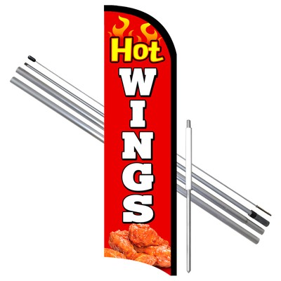 Hot Wings Premium Windless  Feather Flag Bundle (Complete Kit) OR Optional Repla