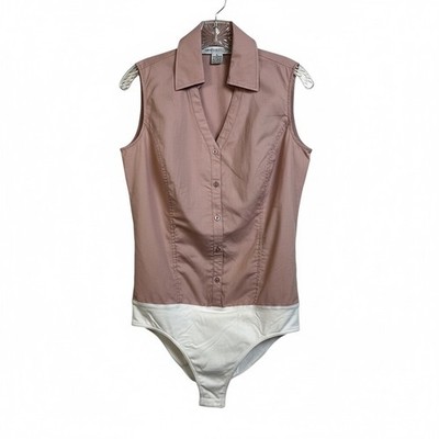 Monterey Bay Clothing Company Sleeveless Bodysuit Shirt Rose Pink White Size 6