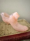 Vintage Fenton Iridescent Pink Cat Head Glass Button Shoe