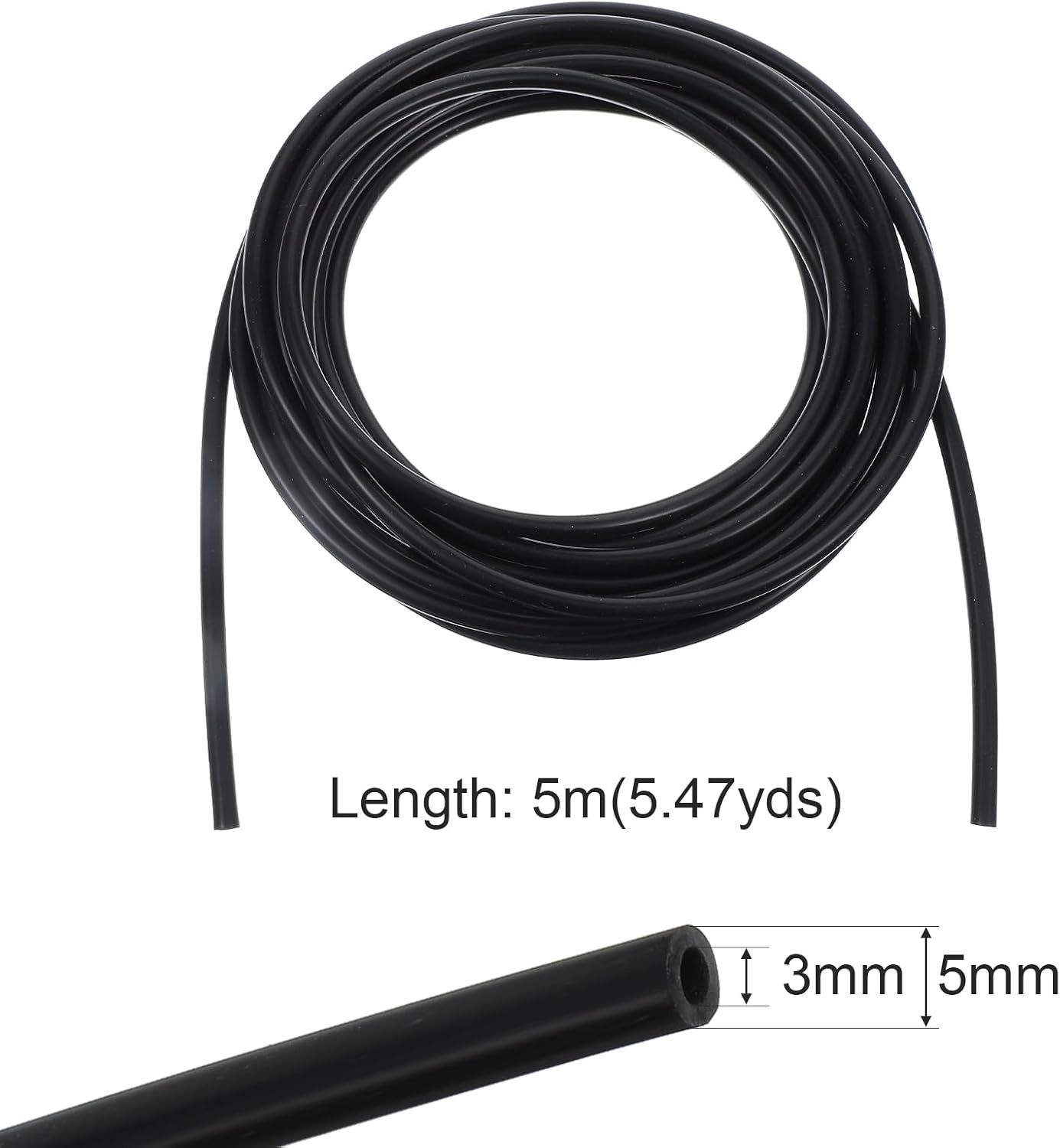 16.4 Feet Black Vacuum Hose ID 1/8 Inch(3Mm) High Temperature Silicone Vacuum Tu
