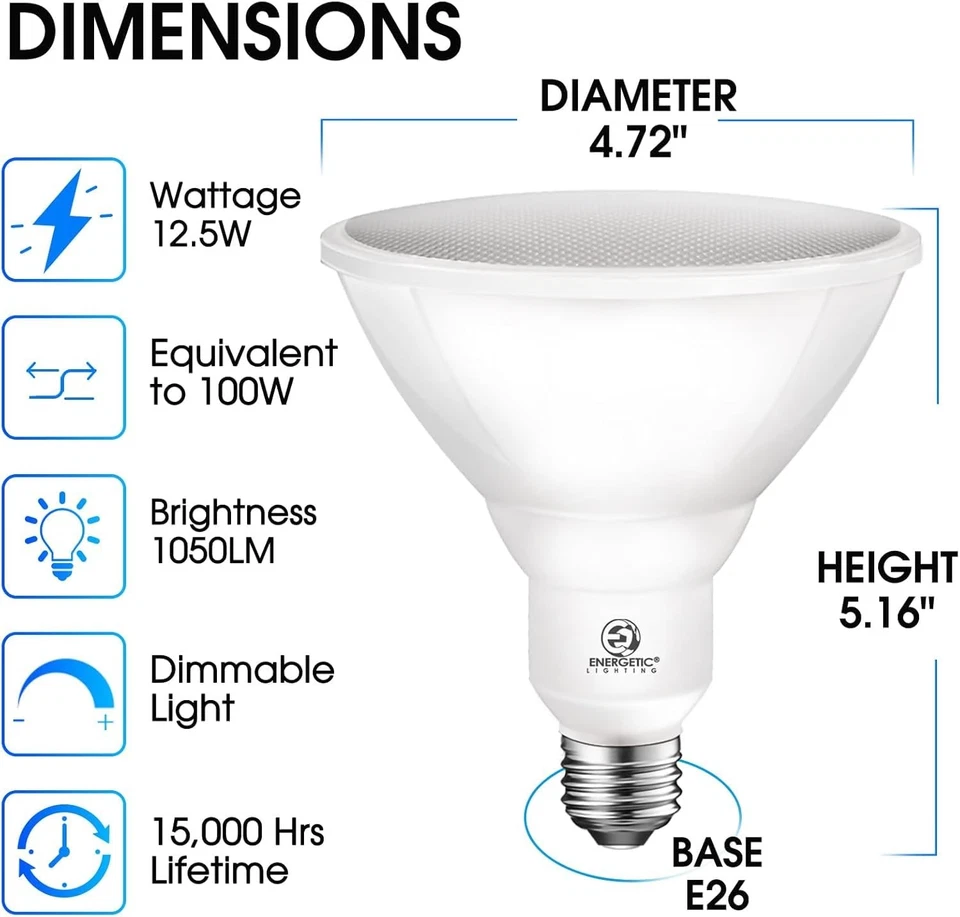 12 Pack PAR38 LED Outdoor Flood Light Bulb 2700K Soft White Dimmable E26 Base - Image 2 of 4