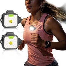 2 Pack Running Lights for Runners, Rechargeable 4 Modes Clip on Flashlight, L...