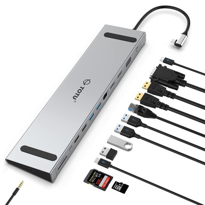 Docking Station, TOTU 13 in 1 USB C Docking Station with Dual 4K HDMI, VGA, 8...