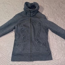 Lululemon Cuddle Up Jacket Womens Sm Gray Full Zip Heathered Glitter Thumbholes