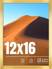 12x16 Picture Frame for Wall Display, 12x16 Gold Picture Frame with HD Plexig...
