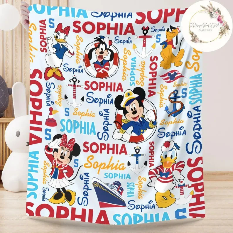 Personalized family cruise vacation custom name flannel blanket gift