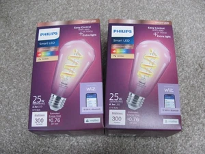 Lot of 2! Philips Smart 25W Clear Color Filament ST19: LED Light Bulb E26 Base