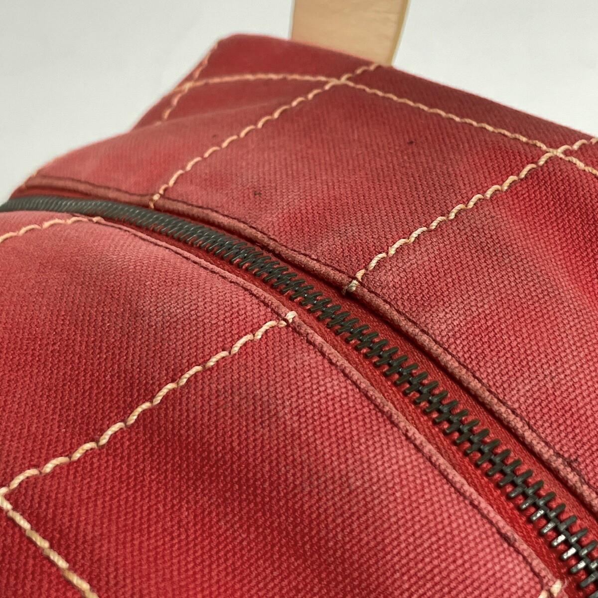 CHANEL Chocolate Bar Wild Stitch Handbag Red Cream Canvas #BS1434 thumbnail 4