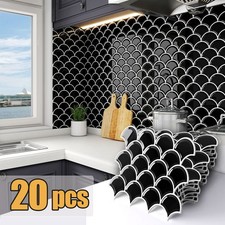 20PCS 12"x12" Peel and Stick Backsplash Kitchen Bathroom Mosaic Tiles Wall Decor
