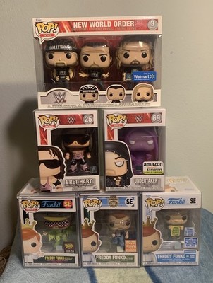 Funko Pop WWE lot: Freddys, John Cena, Stone Cold, Macho Man LE 2000, NWO 3-Pack