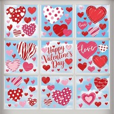 8 Sheet Valentines Day Window Clings, Valentine's Day Decorations Double-Sided