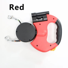 Auto Retractable Double-Ended Dog Leash 3M with LED Flashlight Waste Bag Box Rou