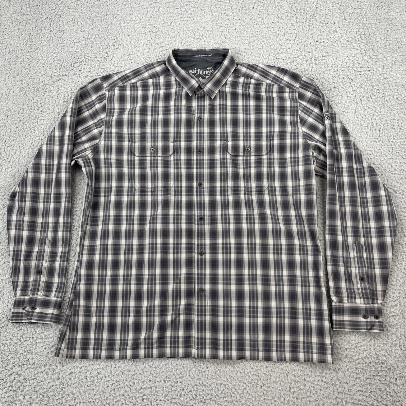 Kuhl Response Eluxor Shirt Mens XXL Long Sleeve Gray Plaid Outdoor Hiking 7167