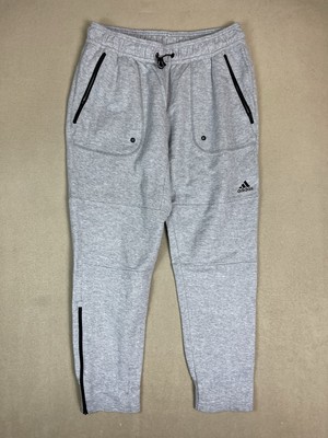 Adidas Essentials Pants Mens M Gray Tapered Athletic Elastic Waist Terry Jogger