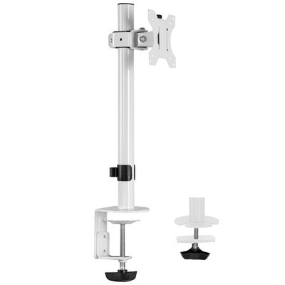 White Single 1338 Inch LCD Monitor Heavy Duty Desk Mount Stand VESA Arm