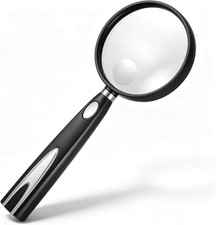 3X 10X Handheld Magnifying Glass, Scratch Resistant Lens, Soft Handle