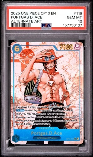 One Piece En Portgas D Ace Alternate Art OP13-119 PSA 10 Gem Mint