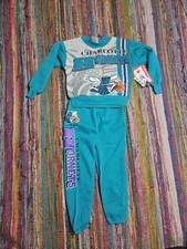 NOS New Vintage 90s Charlotte Hornets 2 Pc Sweat Suit Set Kids Crewneck M 6T