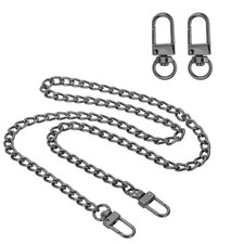 31.5" Flat Purse Chain Strap, Lobster Swivel Trigger Clips Style1, Black