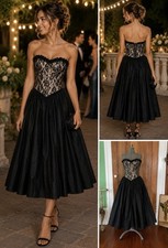   Vntg Gunne Sax Lace Corset Style Sweetheart Strapless Gown Vntg 11/Current 6   