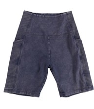 American Eagle Womens Rib Inset Athletic Workout Shorts, Blue, Small