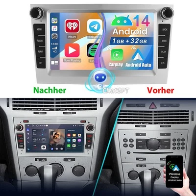 Apple Carplay Android14 Autoradio SWC Für Opel Astra H Corsa C D Vectra Zafira B - Bild 1 von 4