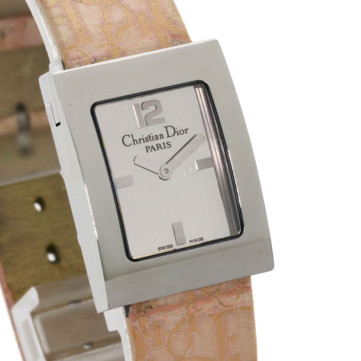 Christian Dior D78-109 Pink Shell Trotter Strap Watch Womens From