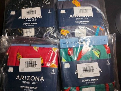 Lot of 4 Arizona Men s Woven Boxer L Multi Colors NEW Waist 36''-39''