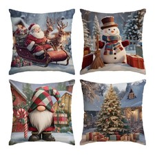 Christmas Pillow Covers 20x20 Set of 4 Xmas Gnome Throw Pillows Christmas Dee...