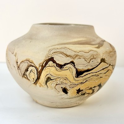 NEMADJI POTTERY ヴィンテージ　アメリカ マーブル Nemadji Pottery Bowl Vase Pot Minnesota Swirl Design Vintage USA