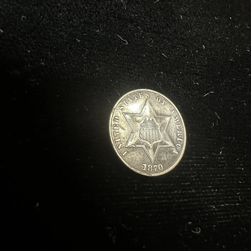 1870 Three Cent Silver Trime 3CS XF Extra Fine US Coin Scarce Key Date - Image 2 of 4