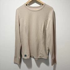 Janji Women's Waffleloft Long Sleeve Size Large Dune Cream Tan Thumbholes Soft