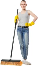 18 Inchs Push Broom Outdoor Heavy Duty, Shop Broom with 60" Long Bandle for Clea