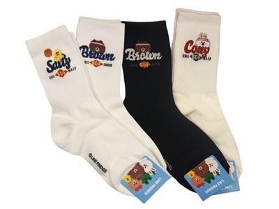 4 Pairs Line Friends Character Half Crew Socks for Women