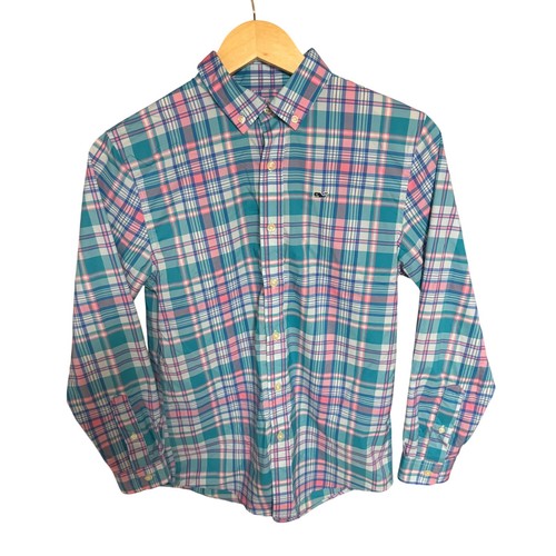 Camisa de ballena de rendimiento a cuadros con botones talla M (12-14) Vineyard Vines para niños - Imagen 2 de 8
