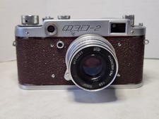 FED 2 Brown Vintage 35mm Rangefinder w/Lens Industar-26m w/leather case