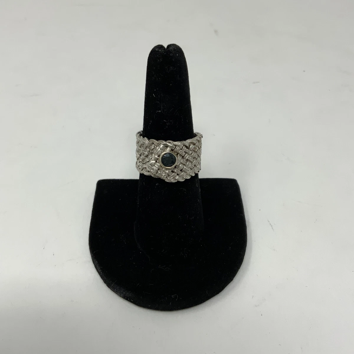 Boutique 925 Sterling Silver Braided Woven Wrap Genuine Bezel Set