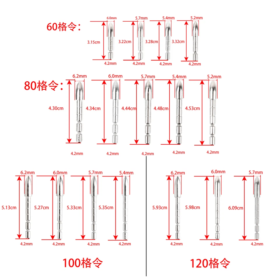 12X Archery Arrowhead 60-120gr Insert Point ID4.2 Arrow Shaft Bow Target Hunting - Image 4 of 4