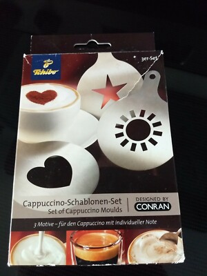 Tchibo Cappuccino Molds Set of 3 Heart Star Sun-Burst by CONRAN S-Steel Stencils