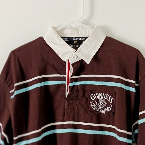 Guinness Shirt Men's XL Irish Rugby Polo Short Sleeve Brown 1759 Ireland Pub - Picture 10 of 13