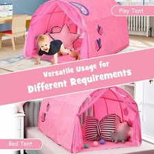 Kids Bed Tent Play Tent Portable Playhouse Twin Sleeping with Carry Bag Pink