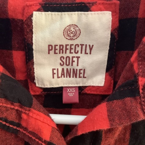 So Brand Perfectly Soft Red And Black Flannel Women's Size XXS - Picture 2 of 4