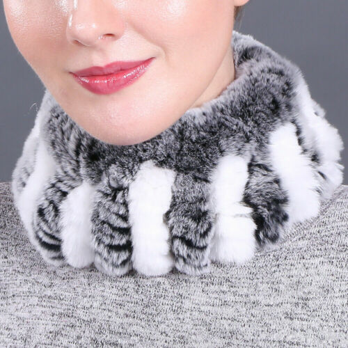 Hechas a mano para mujeres Real Rex Conejo Diademas Piel Bufandas Invierno Cálido elástico Snood - Imagen 22 de 64