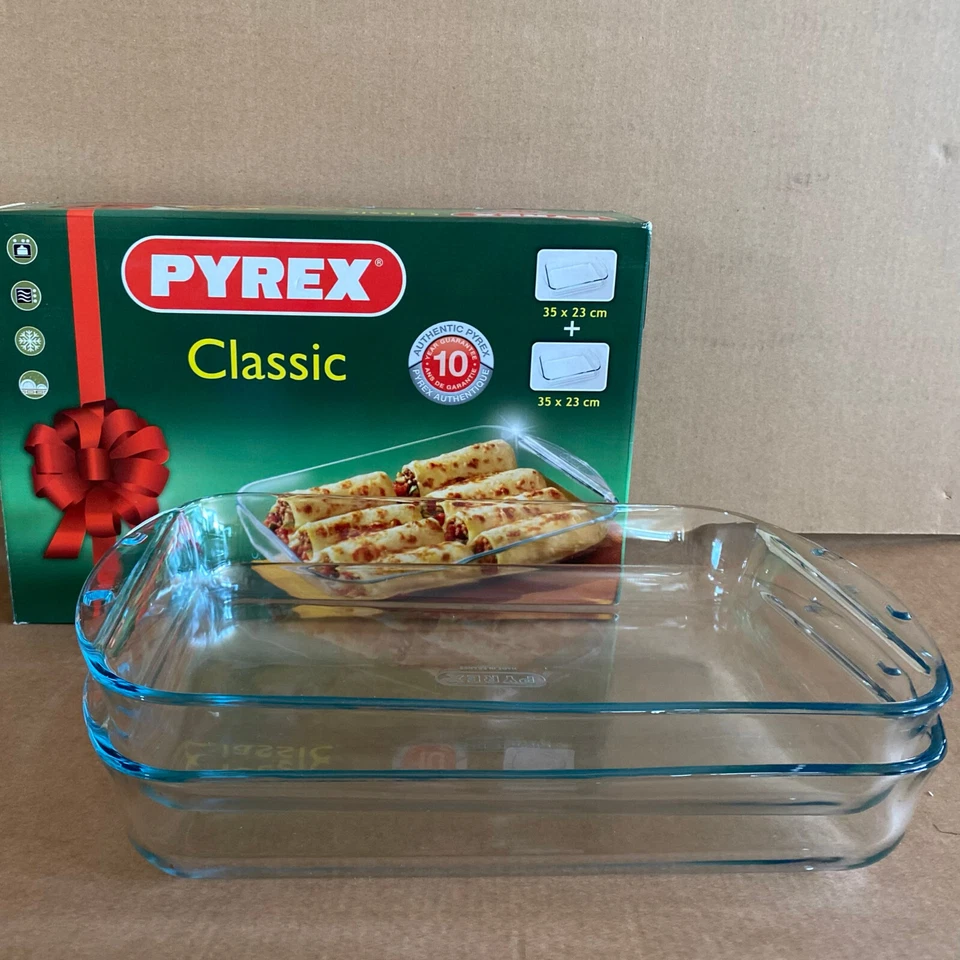 Pyrex 2er Set Auflaufform Glas rechteckig Ofenform Glasform Glasbräter 35 x 23cm - Bild 3 von 4