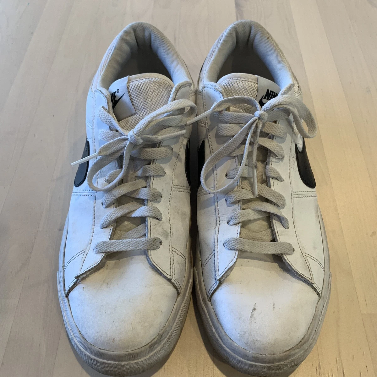 NIKE MATCH SUPREME LEATHER MEN'S 11.5 WHITE/BLACK CASUAL SNEAKERS, #631656-101