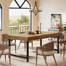 55.12'' Rectangular Dining Table Industrial Wooden Kitchen Table for 4-6 People