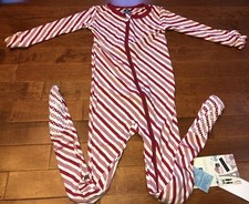 Kickee Pants Crimson Candy Cane Stripe Zipper Footie New 3T Bamboo PJ
