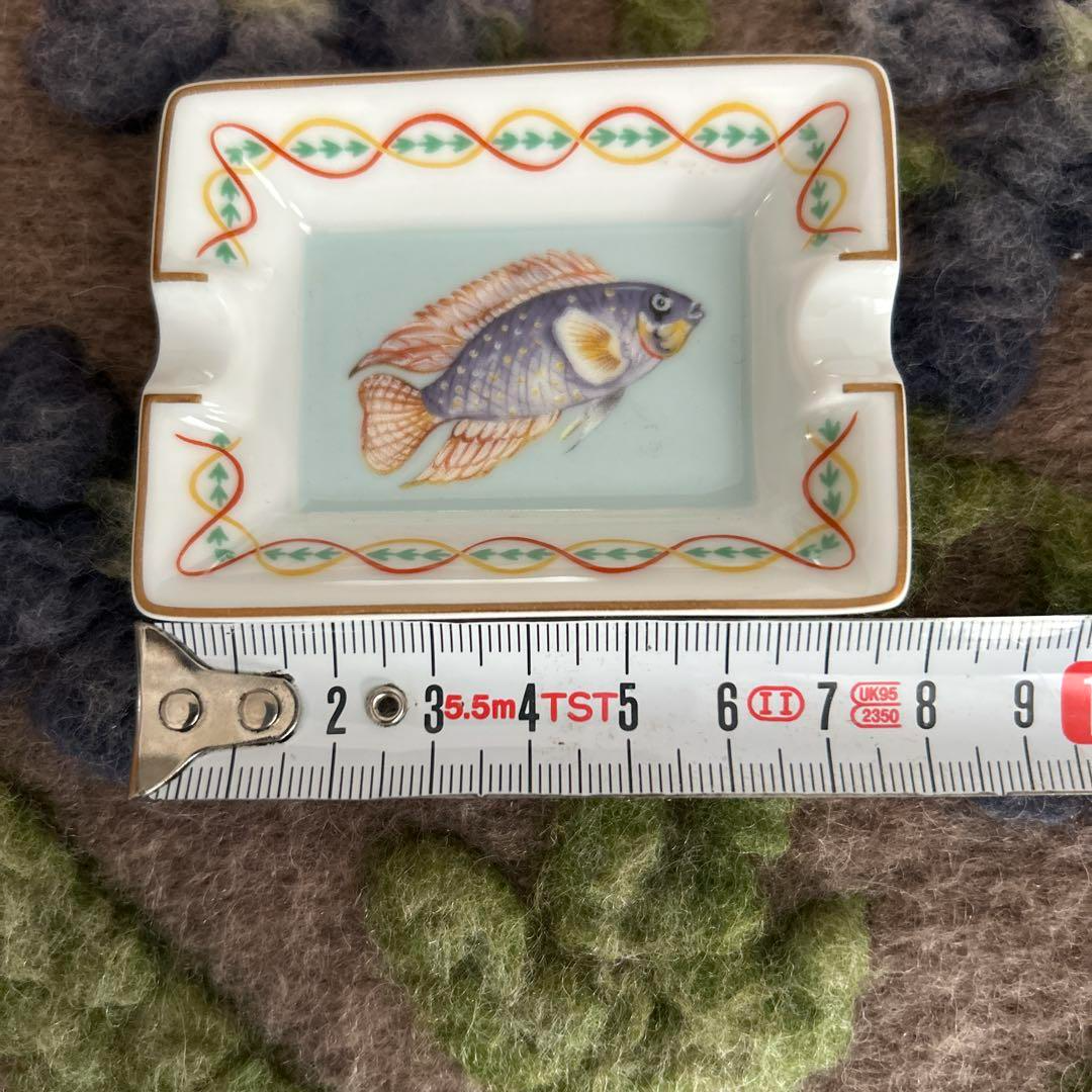 Hermes Mini Ashtray Set of 4 Fish Motif Porcelain New w/ Box