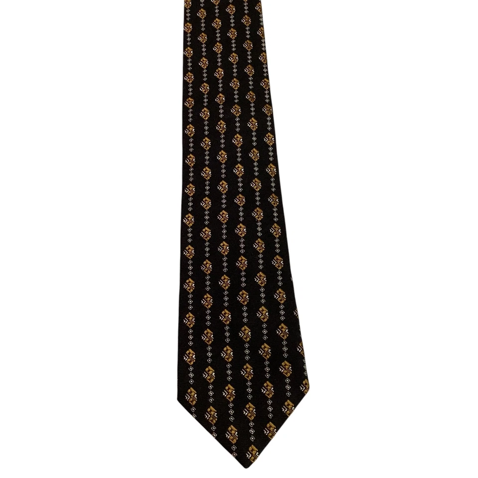 Corbata de seda/algodón para hombre ETRO ITALIA diseñador geométrica negra/marrón/gris usada en excelente estado Foto 2 de 3