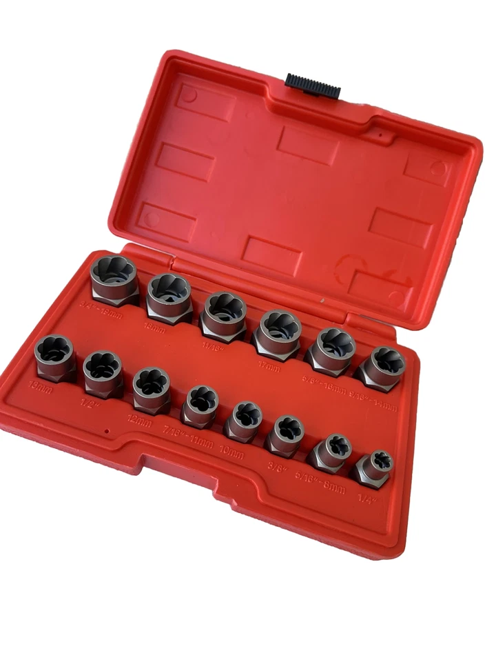 14pcs 3/8" Drive Impact Bolt Extractor Set Nut Remover Extraction Socket Cr-MO - Image 2 of 4